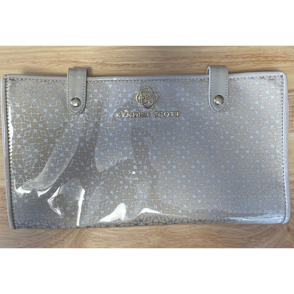 Kendra Scott Travel Jewelry Organizer Roll Silver Filigree Gray Folding Case